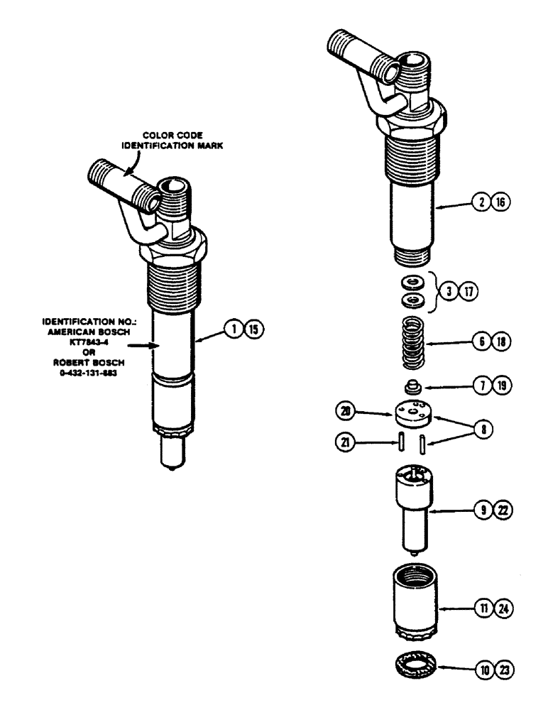 Схема запчастей Case IH 2590 - (3-63A) - FUEL INJECTOR NOZZLE, 504BDT, DIESEL ENGINE, WHITE COLOR IDENTIFICATION (03) - FUEL SYSTEM