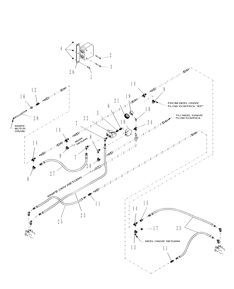 Схема запчастей Case IH DHX182 - (20.07.05[1.1]) - HYDRAULICS, PRIOR TO PIN Y8ZB00545 (07) - HYDRAULICS