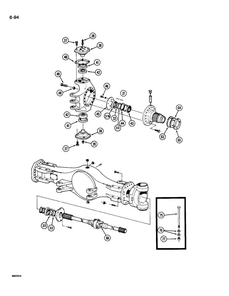 Схема запчастей Case IH 9240 - (6-094) - STEERABLE AXLE, AXLE HOUSING AND SPINDLE TRUNNION (CONTD) (06) - POWER TRAIN