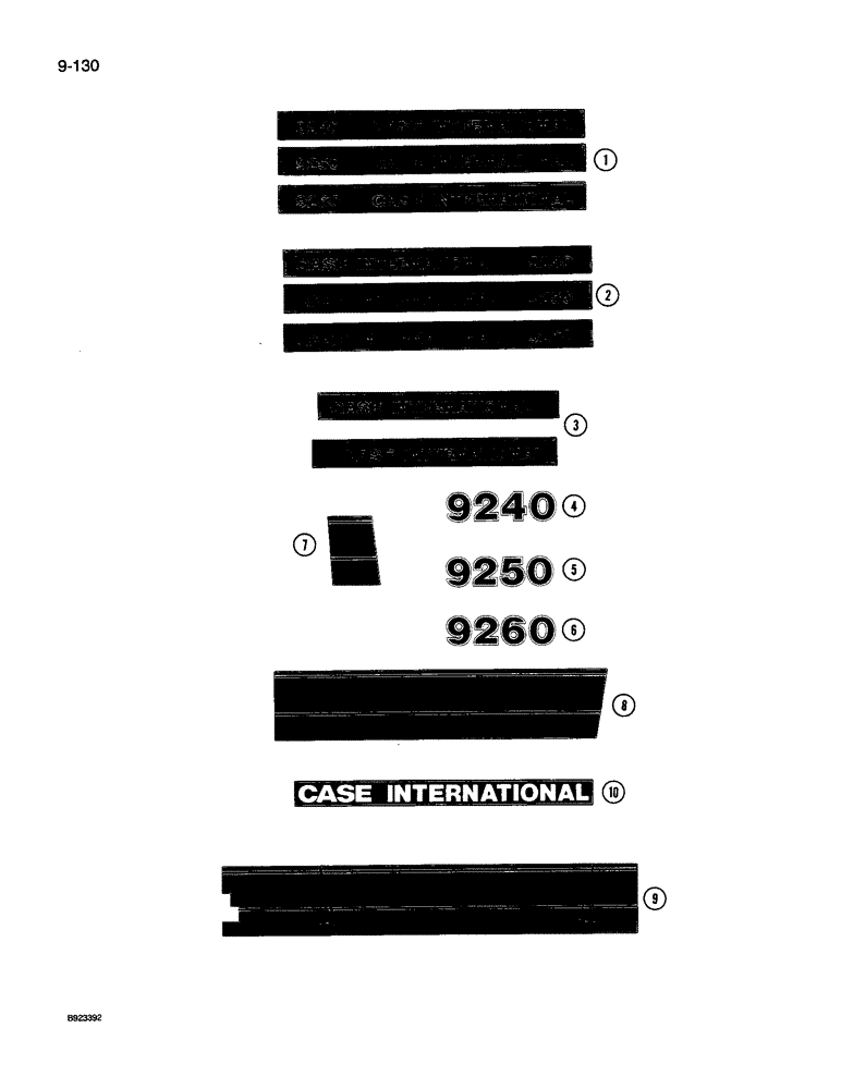 Схема запчастей Case IH 9240 - (9-130) - DECALS, CASE INTERNATIONAL (09) - CHASSIS/ATTACHMENTS