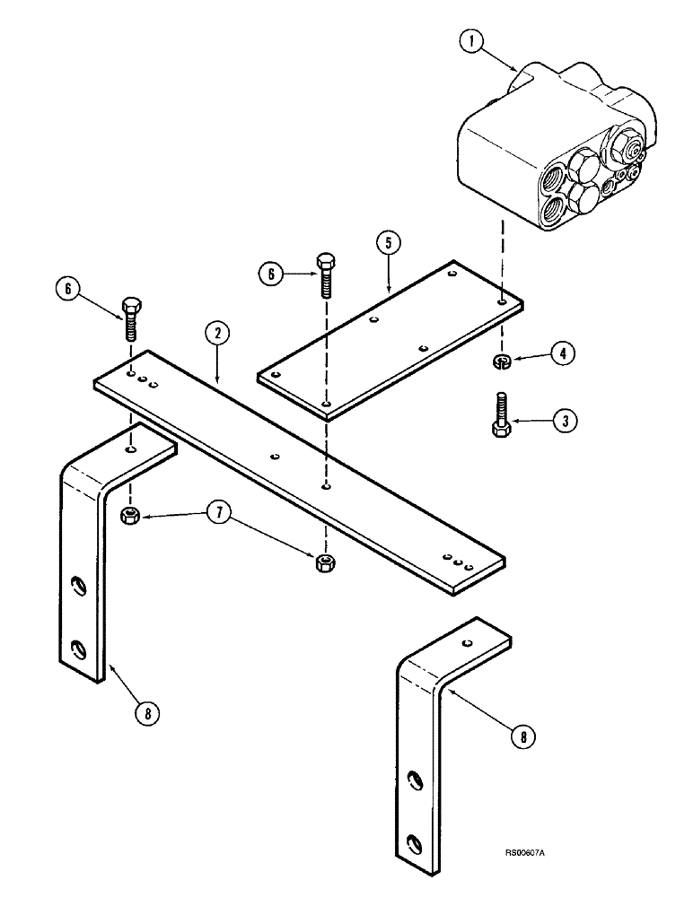 Схема запчастей Case IH 1680 - (5-62) - SELECTOR VALVE MOUNTING, POWER GUIDE AXLE, P.I.N. JJC0044001 AND AFTER (04) - STEERING