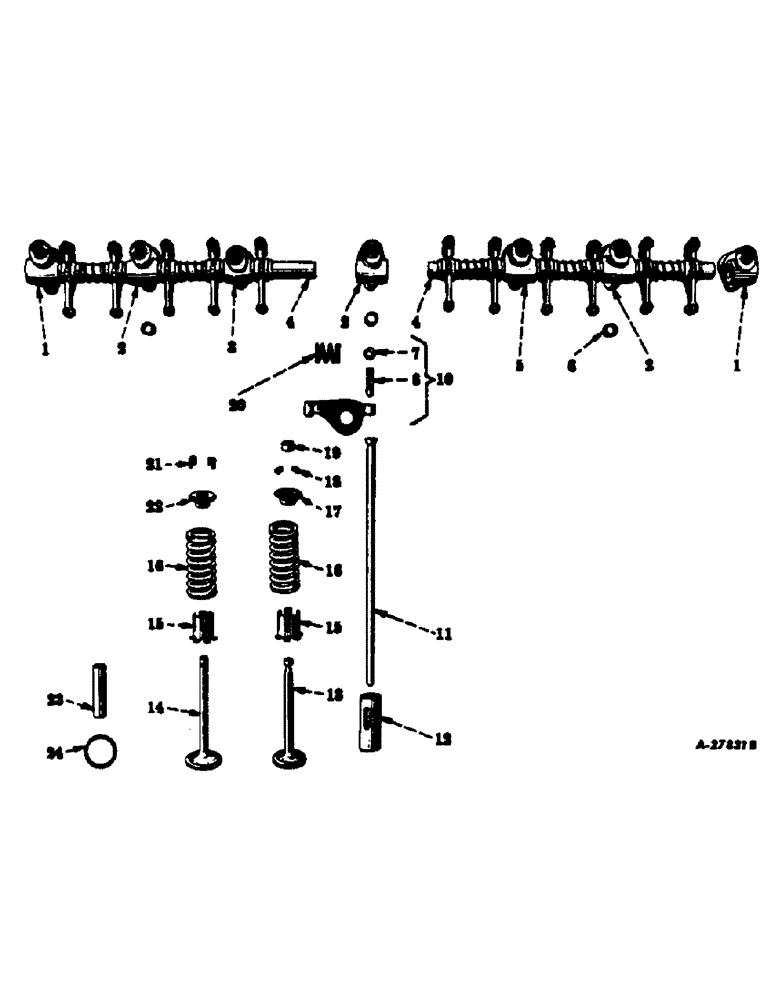 Схема запчастей Case IH 303 - (322) - BD-220 ENGINE, 3-9/16 X 3-11/16, VALVES, TAPPETS, ROCKER ARMS AND LIFTER RODS (10) - ENGINE