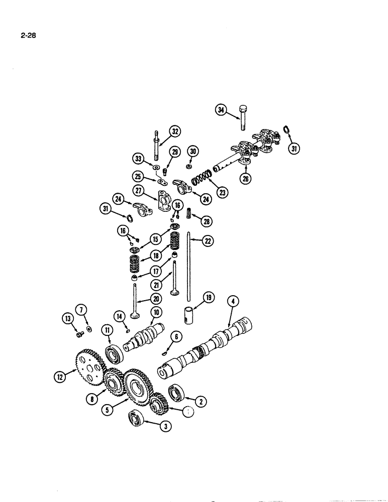 Схема запчастей Case IH 1130 - (2-28) - CAMSHAFTS AND TIMING GEARS, 1130 TRACTOR (02) - ENGINE