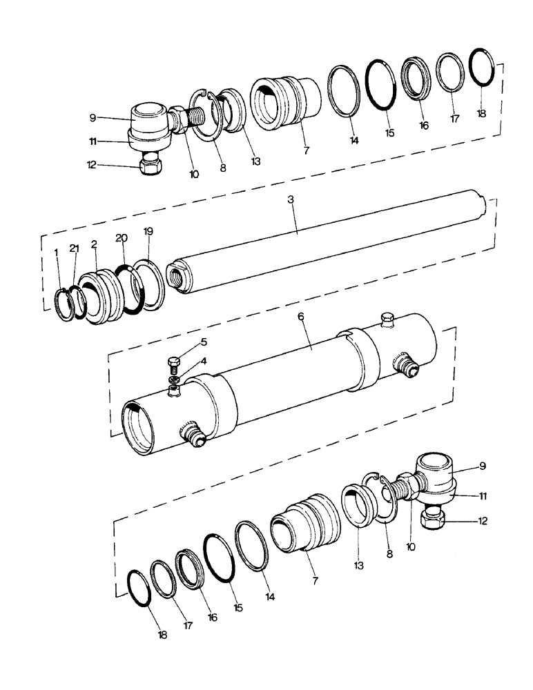 Схема запчастей Case IH 1390 - (H-09) - STEERING CYLINDER, MFD DAVID BROWN FRONT AXLE (13) - STEERING SYSTEM