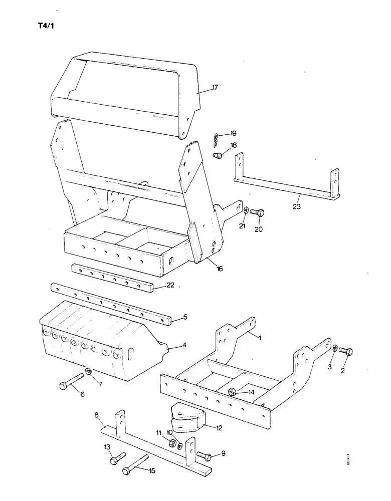 Схема запчастей Case IH 1190 - (T-04) - FRAME, FRONT BALLAST WEIGHTS, TOW BRACKET AND RADIATOR GUARD UNITS (11) - WHEELS & WEIGHTS