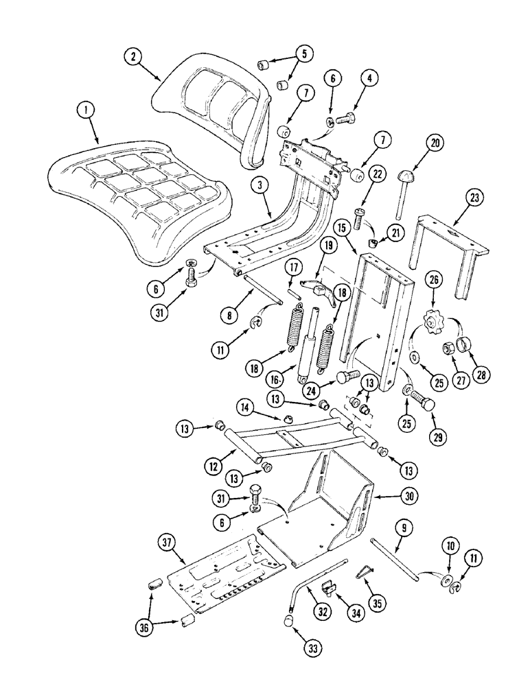 Схема запчастей Case IH 1394 - (9-442) - K307863 SEAT ASSEMBLY, TRACTORS WITHOUT CAB (09) - CHASSIS/ATTACHMENTS