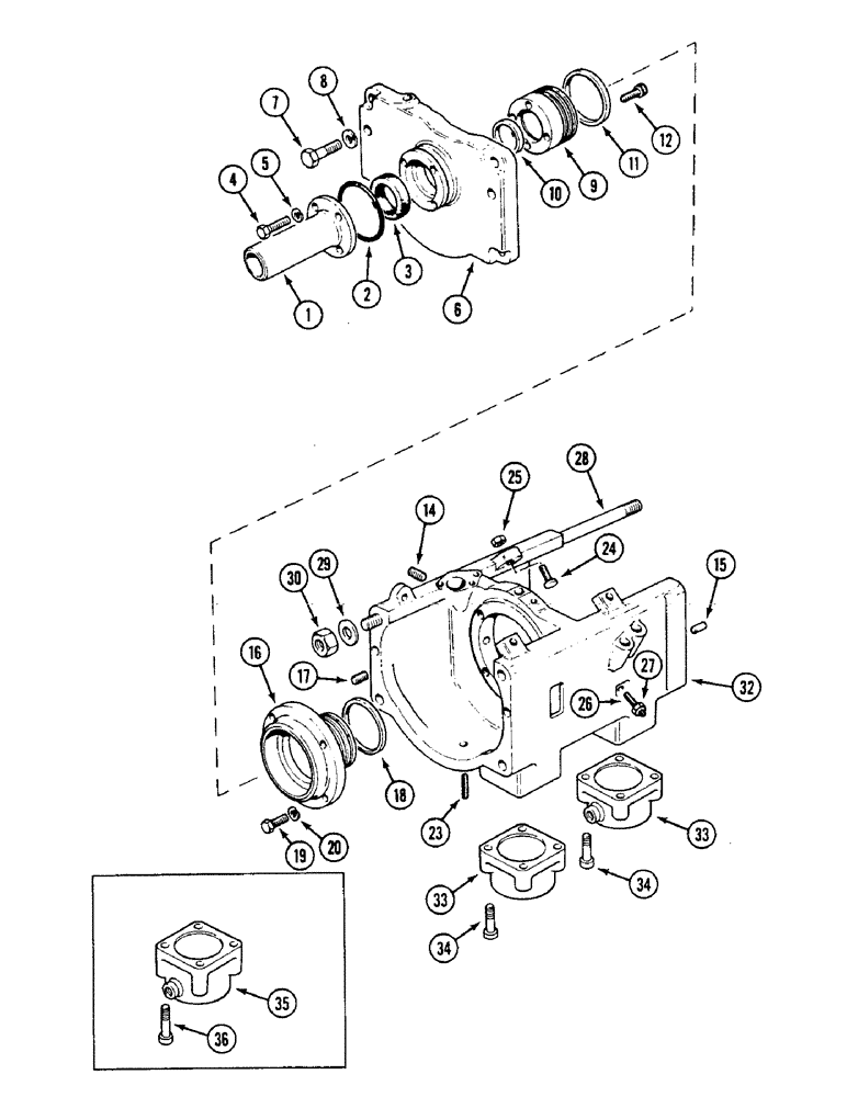 Схема запчастей Case IH 1594 - (6-174) - GEARBOX HOUSING - FRONT, POWER SHIFT (06) - POWER TRAIN