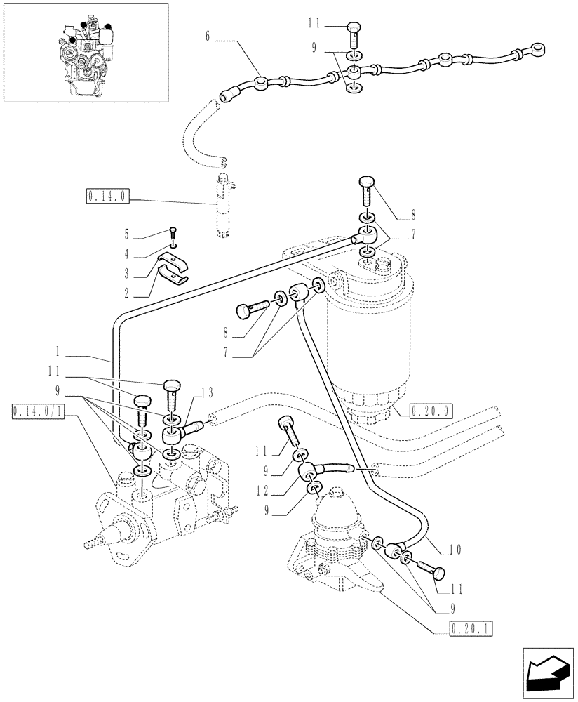 Схема запчастей Case IH JX75 - (0.20.3/01) - FUEL LINES (BEFORE S/N 13286) (01) - ENGINE