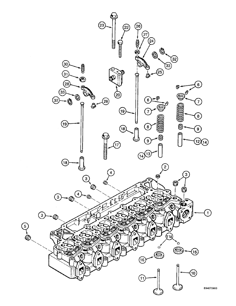 Схема запчастей Case IH 2144 - (2-36) - CYLINDER HEAD AND VALVE MECHANISM, 6TA-590 ENGINE, PRIOR TO COMBINE S/N JJC0173150 (01) - ENGINE