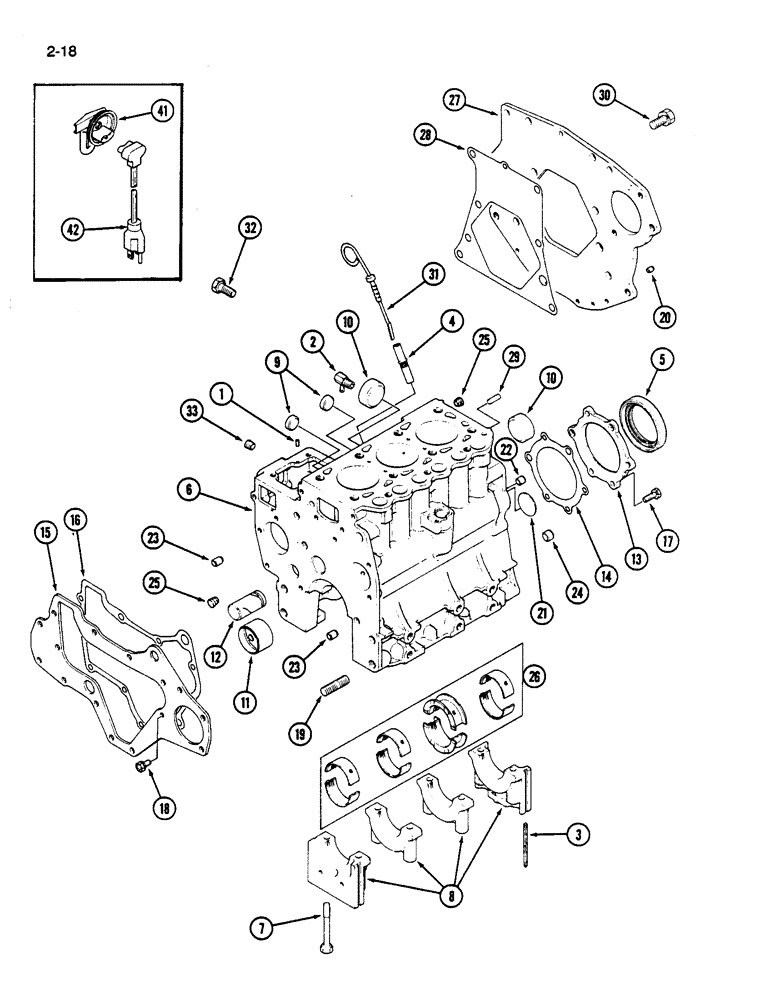 Схема запчастей Case IH 245 - (2-18) - CYLINDER BLOCK (02) - ENGINE