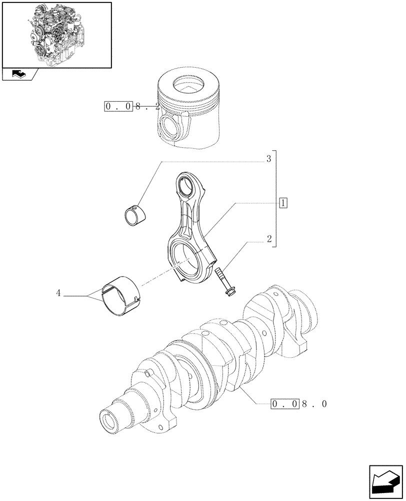 Схема запчастей Case IH FARMALL 75N - (0.08.1) - CONNECTING ROD (01) - ENGINE