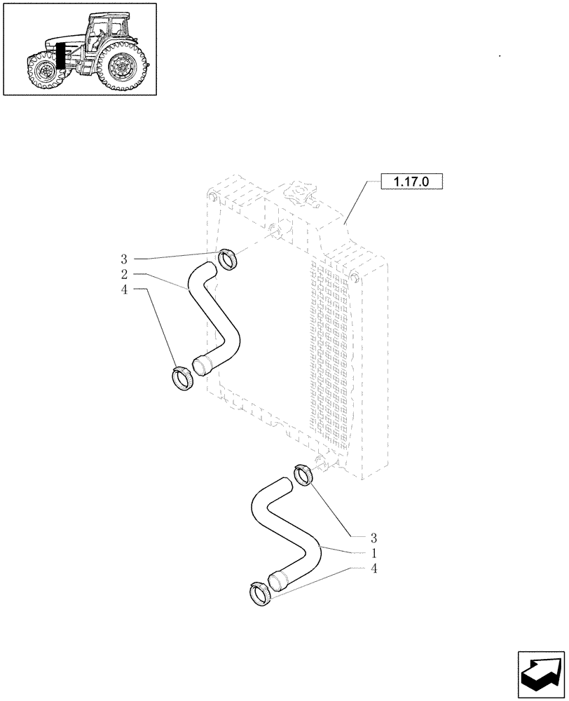 Схема запчастей Case IH JX1090U - (1.17.2) - RADIATOR HOSES (02) - ENGINE EQUIPMENT