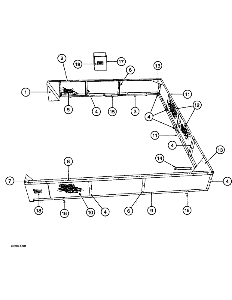 Схема запчастей Case IH 1400 - (9C-08) - BASKET EXTENSION ATTACHMENT (16) - BASKET