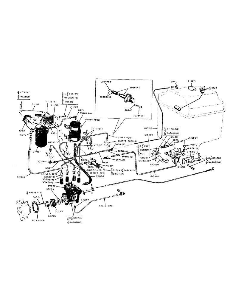 Схема запчастей Case IH 300-SERIES - (054) - DIESEL ENGINE, FUEL SYSTEM, WITH HAND PRIMER PUMP, FUEL TANK & FILTERING SYSTEM, FUEL INJECTION PUMP (03) - FUEL SYSTEM