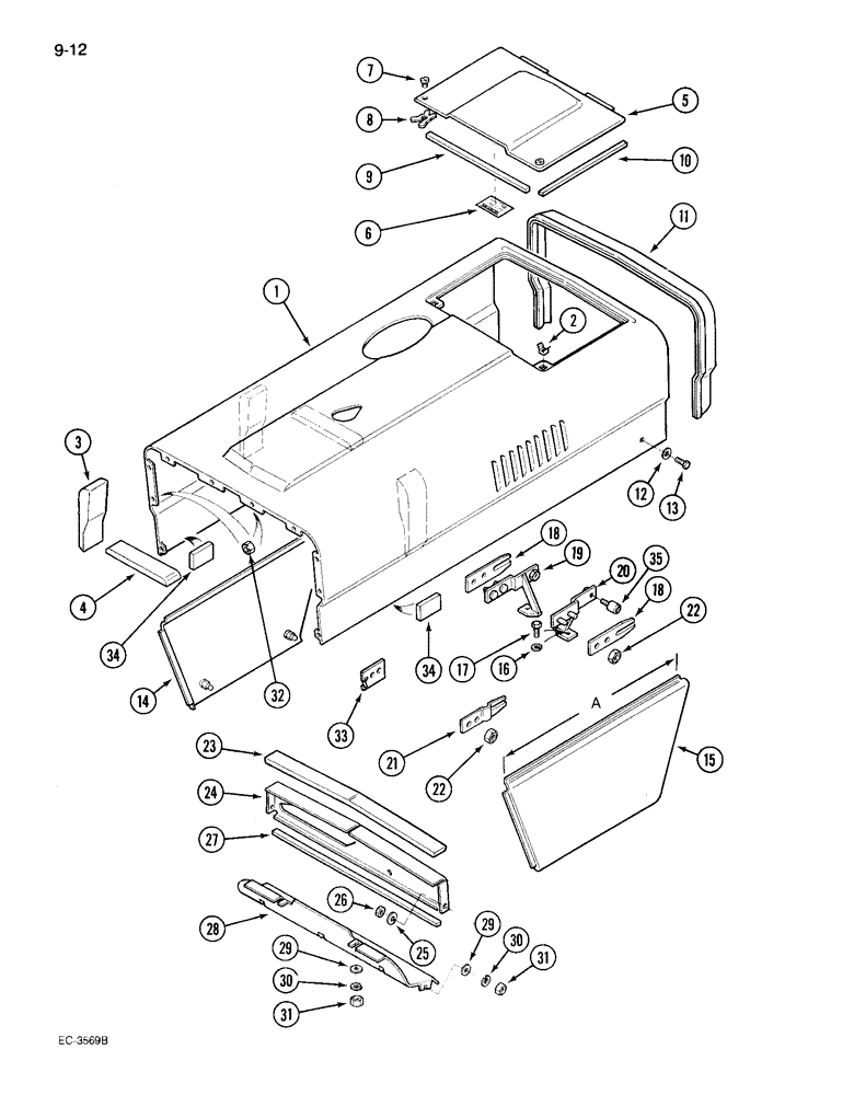 Схема запчастей Case IH 495 - (9-012) - HOOD AND SIDE PANELS, TWO WHEEL DRIVE TRACTOR (09) - CHASSIS/ATTACHMENTS