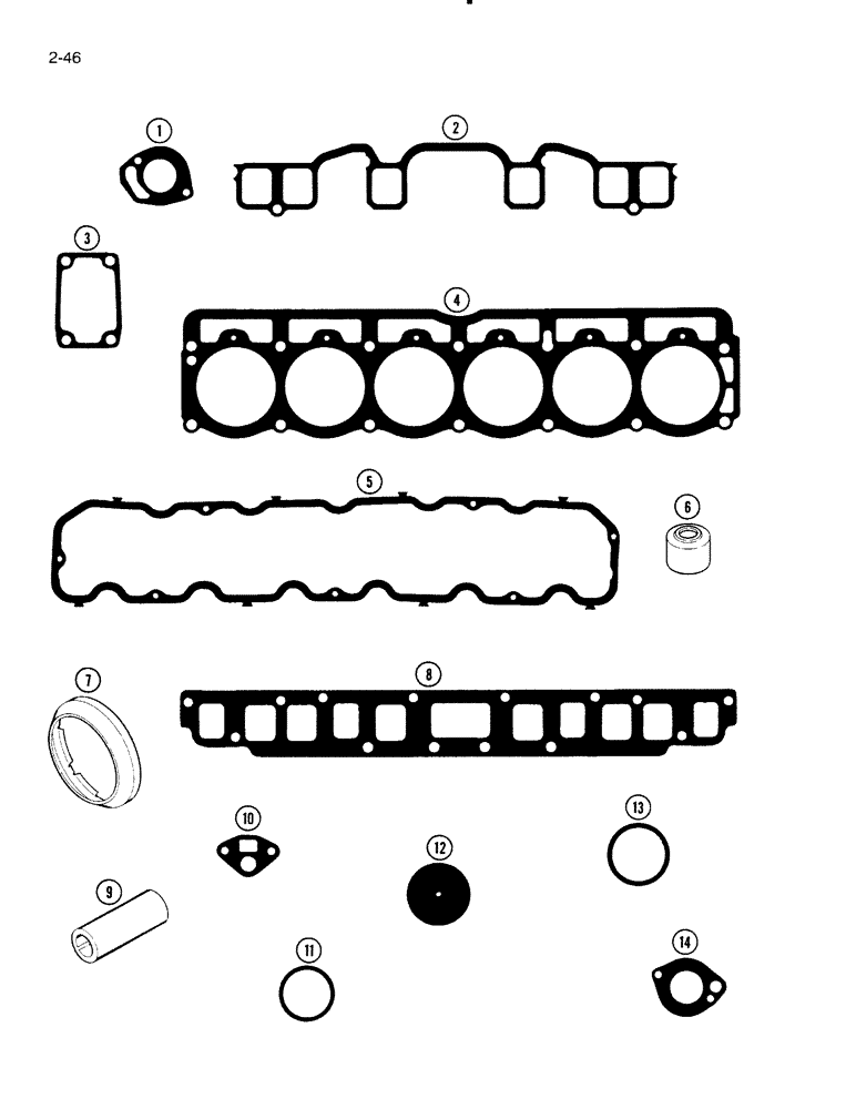 Схема запчастей Case IH 5000 - (2-46) - GASKET KIT, C-232 GAS ENGINE PRIOR TO P.I.N. 4595, C-258 GAS ENGINE P.I.N. 4595 - 6004 VALVE GRIND (02) - ENGINE