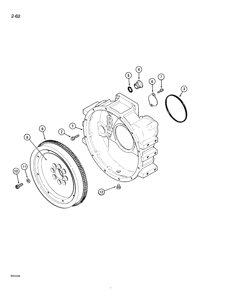 Схема запчастей Case IH 9230 - (2-062) - FLYWHEEL AND HOUSING, 6T-830 ENGINE, 6TA-830 ENGINE (02) - ENGINE