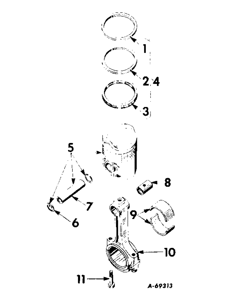 Схема запчастей Case IH 55 - (G-07) - CONNECTING RODS AND PISTONS (10) - ENGINE