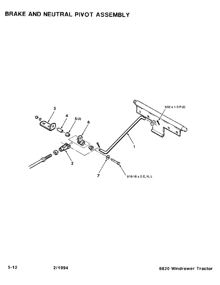 Схема запчастей Case IH 8820 - (5-12) - BRAKE AND NEUTRAL PIVOT ASSEMBLY (05) - STEERING