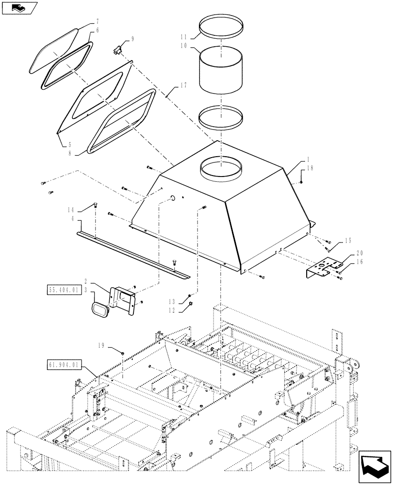 Схема запчастей Case IH 810 - (61.904.06) - HOPPER ASSEMBLY (61) - METERING SYSTEM