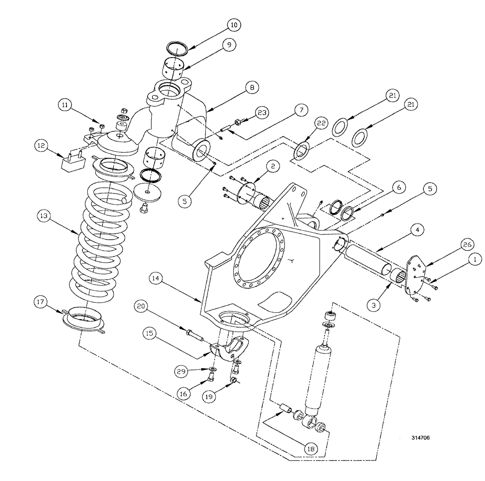 Схема запчастей Case IH SPX3200 - (04-028) - STRUT ASSEMBLY - LEFT (48) - TRACKS & TRACK SUSPENSION