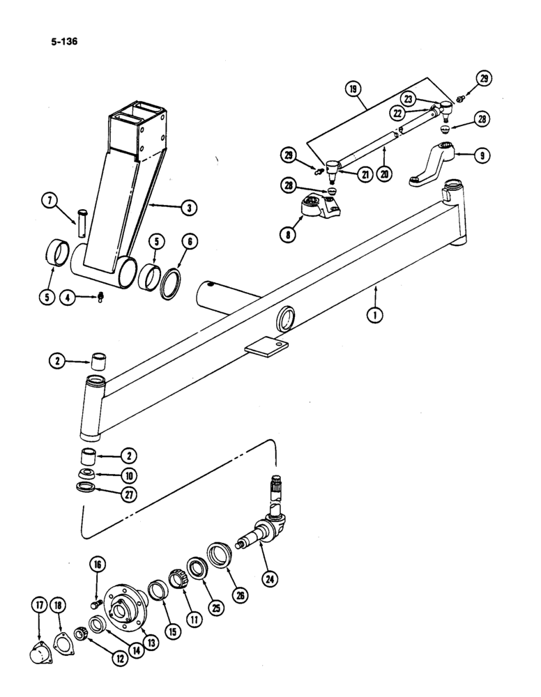 Схема запчастей Case IH 782 - (5-136) - WIDE REAR AXLE (04) - STEERING