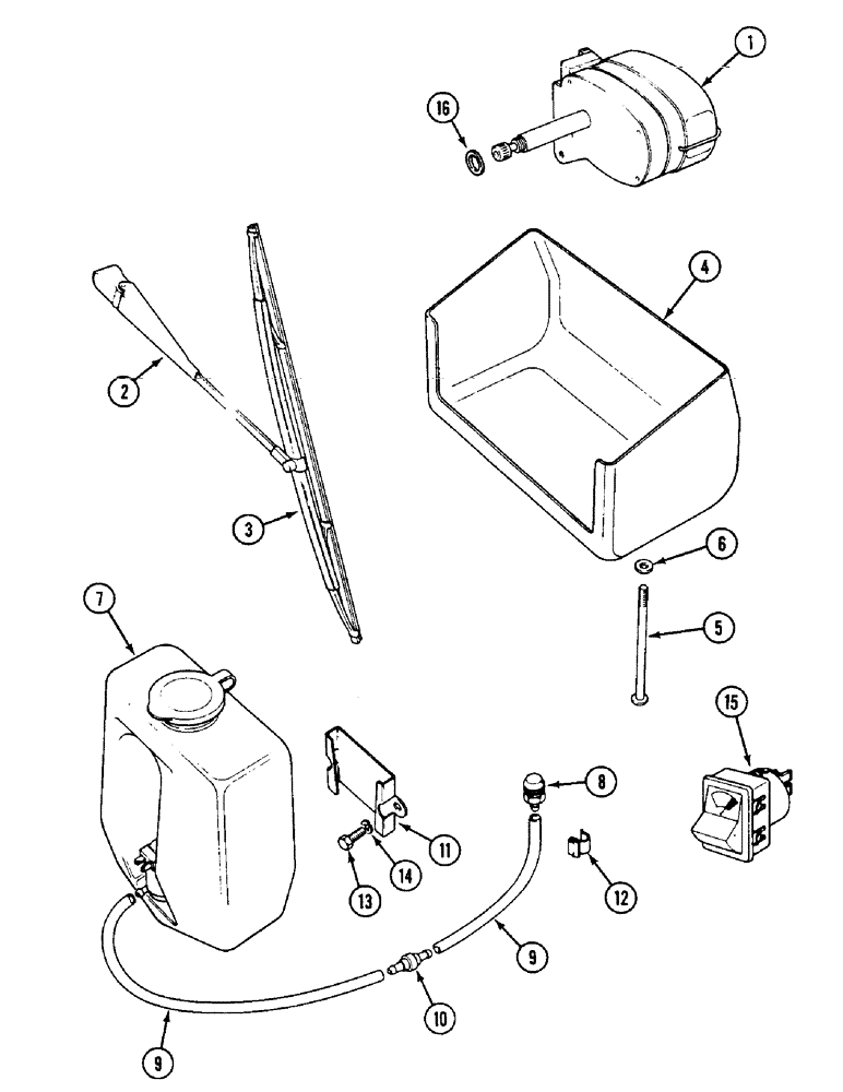 Схема запчастей Case IH 1594 - (4-92) - WINDSHIELD WIPER AND WASHER, TRACTORS WITH CAB (04) - ELECTRICAL SYSTEMS