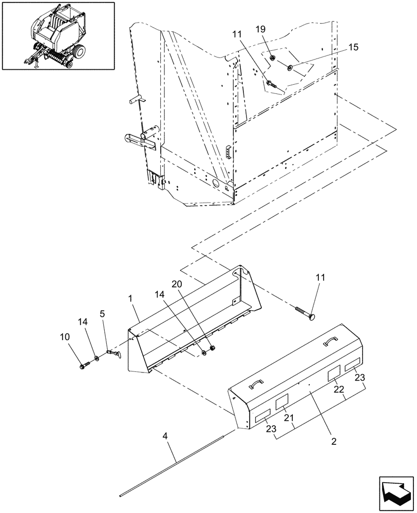 Схема запчастей Case IH RB464 - (08.75) - SHIELDS, NET BOX, SINGLE (08) - SHEET METAL/DECALS