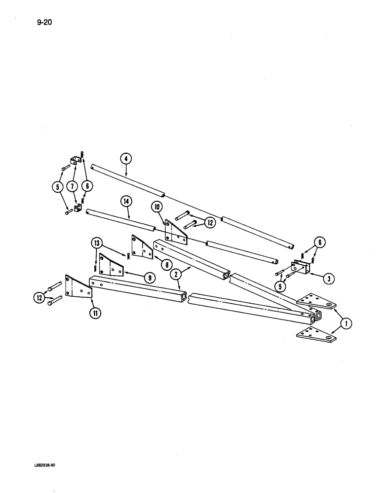 Схема запчастей Case IH 6200 - (9-020) - HITCH, TWO DRILL, HITCH SERIAL NUMBER 501 AND AFTER (09) - CHASSIS/ATTACHMENTS