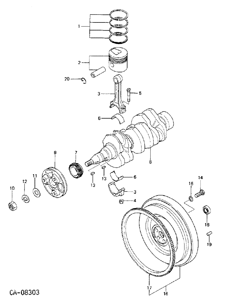 Схема запчастей Case IH 244 - (12-17) - POWER, PISTONS, CRANKSHAFT AND FLYWHEEL Power