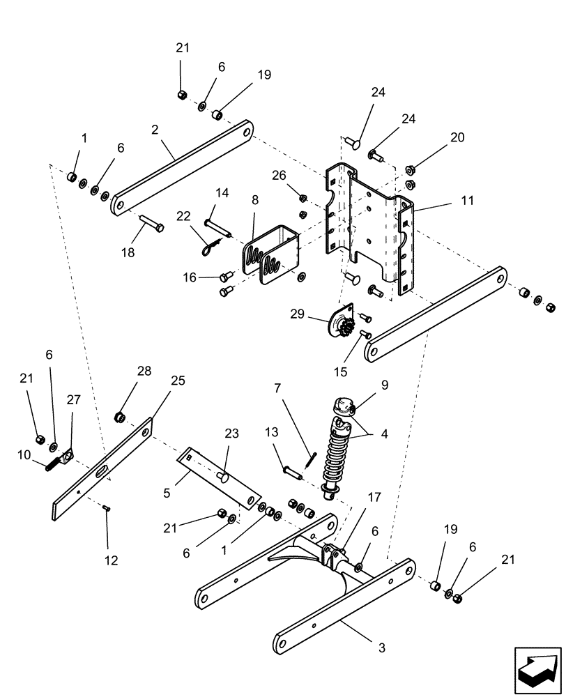 Схема запчастей Case IH 1240 - (75.200.05) - DOWN PRESSURE 20" LINKAGE WITH LOCKUP (75) - SOIL PREPARATION