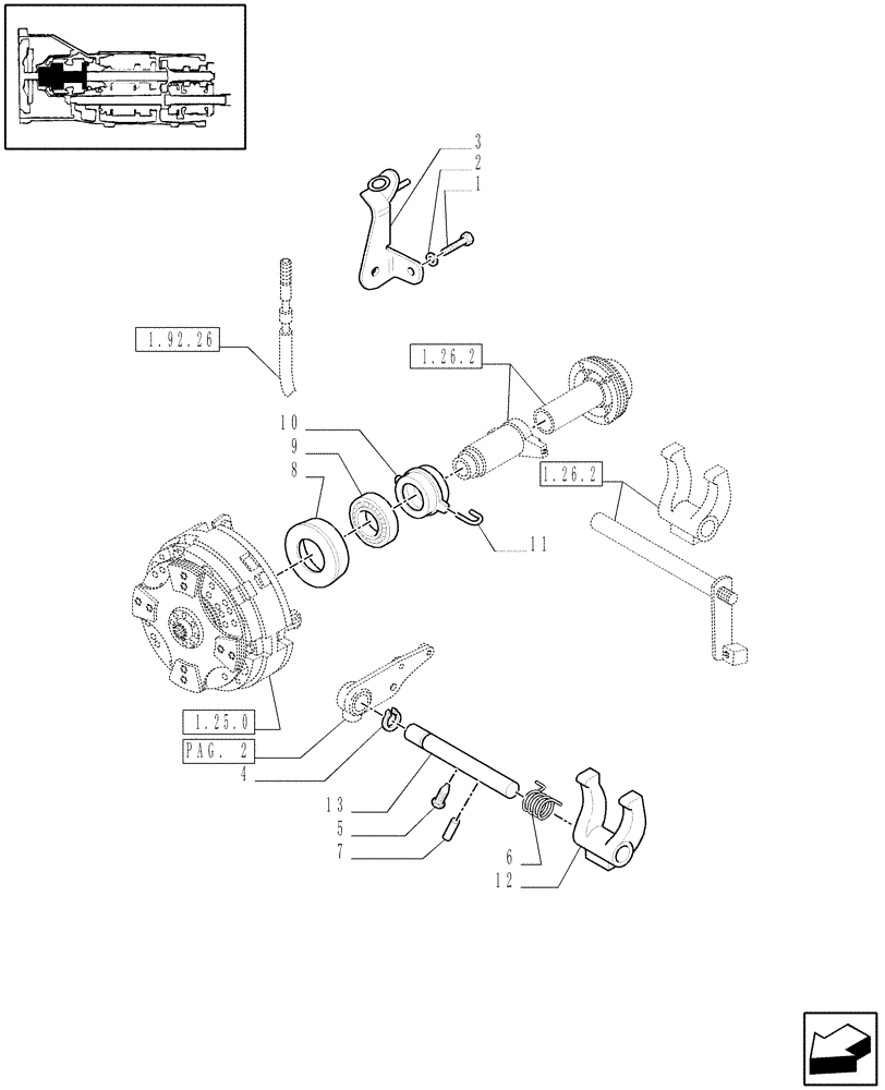 Схема запчастей Case IH JX1075N - (1.26.5[01]) - PTO ENGAGEMENT CLUTCH (03) - TRANSMISSION