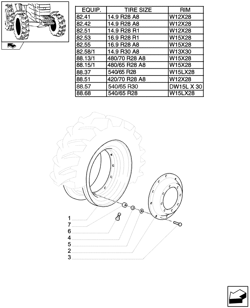 Схема запчастей Case IH PUMA 155 - (82.00[02]) - 4WD DRIVING WHEELS (11) - WHEELS/TRACKS