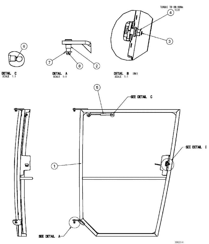 Схема запчастей Case IH SPX4410 - (02-001) - DOOR GROUP Cab Exterior
