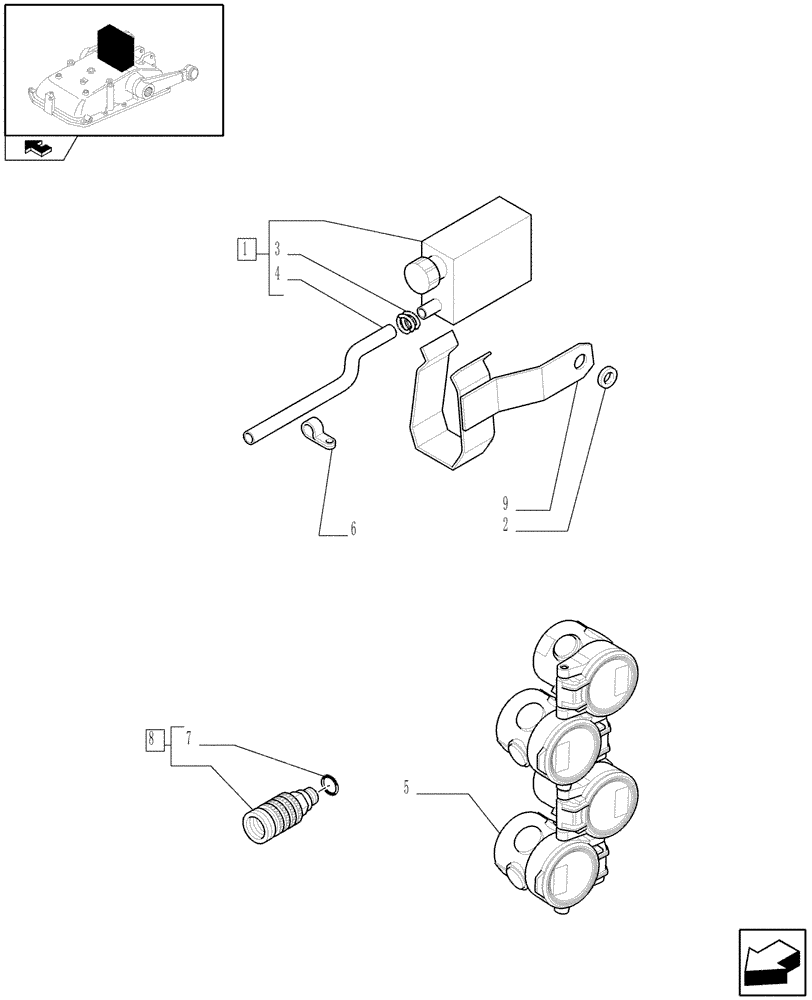 Схема запчастей Case IH FARMALL 95C - (1.82.7/20) - 8 DELUXE FAST CONNECTORS AND OIL COLLECTION SYSTEM FOR 4 CONTROL VALVES (VAR.330546) (07) - HYDRAULIC SYSTEM