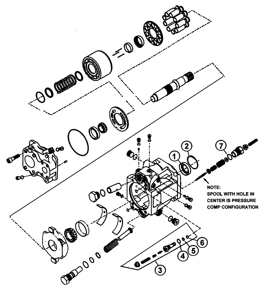 Схема запчастей Case IH 437 - (07-004) - PUMP, PRESS COMP. 45 SERIES Hydraulic Components