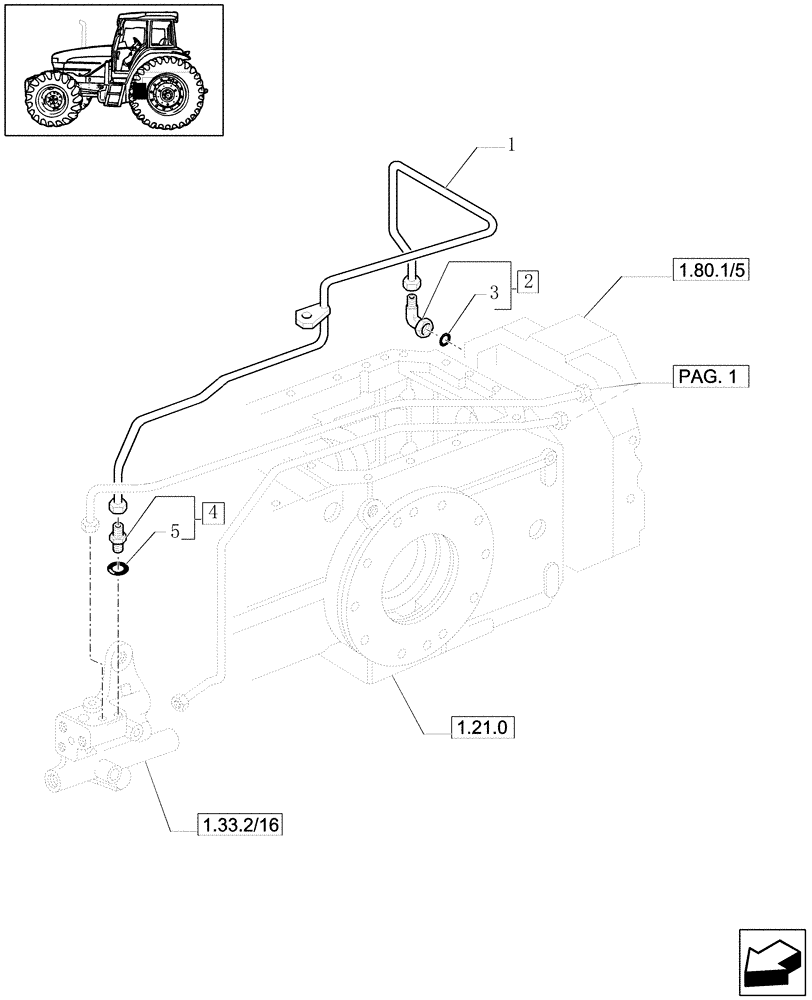 Схема запчастей Case IH JX1080U - (1.80.6/03[02]) - (VAR.727) SYNCHRO MESH GEARED POWER TAKE -OFF 540 RPM - PIPES (07) - HYDRAULIC SYSTEM