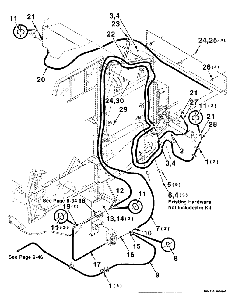 Схема запчастей Case IH 8455T - (9-44) - MESH WRAP KIT, HYDRAULICS ASSEMBLY, MESH WRAP KITS HK50628 AND HK50902 , S.N. CFH0084546 AND LATER Decals & Attachments