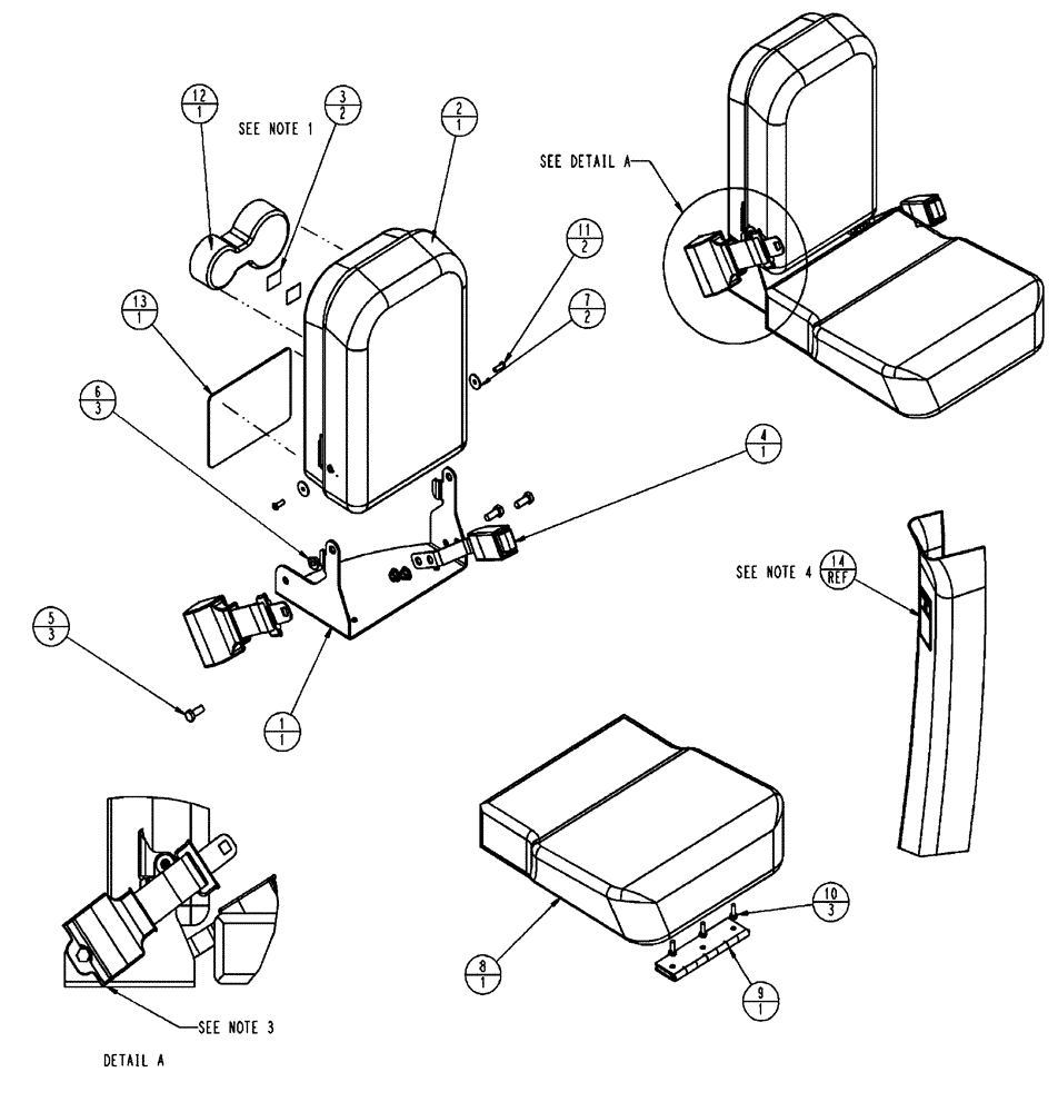 Схема запчастей Case IH FLX3510 - (01-040) - INSTRUCTIONAL SEAT ASSEMBLY (10) - CAB