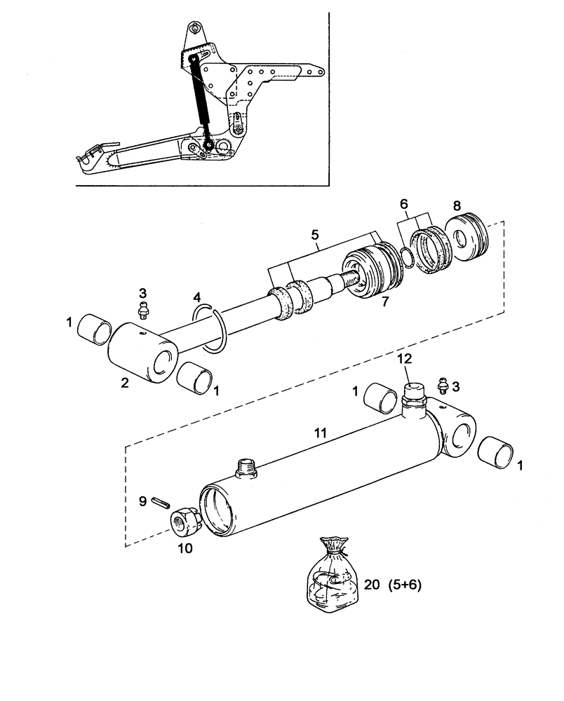 Схема запчастей Case IH C55 - (08-45[01]) - CYLINDRE DISASSEMBLED (08) - HYDRAULICS