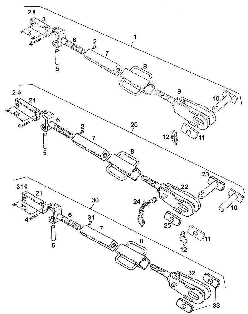 Схема запчастей Case IH C55 - (08-35[01]) - LIFT ROD, DISASSEMBLED (08) - HYDRAULICS