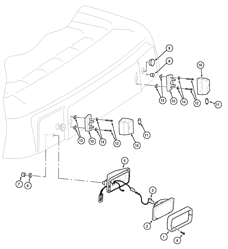 Схема запчастей Case IH CX70 - (04-25) - REAR LIGHTS - CAB ROOF (04) - ELECTRICAL SYSTEMS