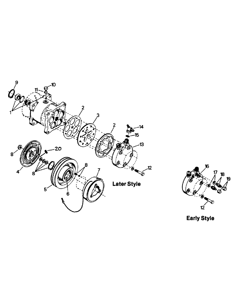 Схема запчастей Case IH PT270 - (03-15) - A/C COMPRESSOR ASSEMBLY (03) - Climate Control