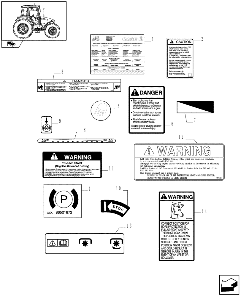 Схема запчастей Case IH FARMALL 95 - (1.98.0/01[01]) - NA PACKAGE - DECALS (VAR.330007) (13) - DECALS