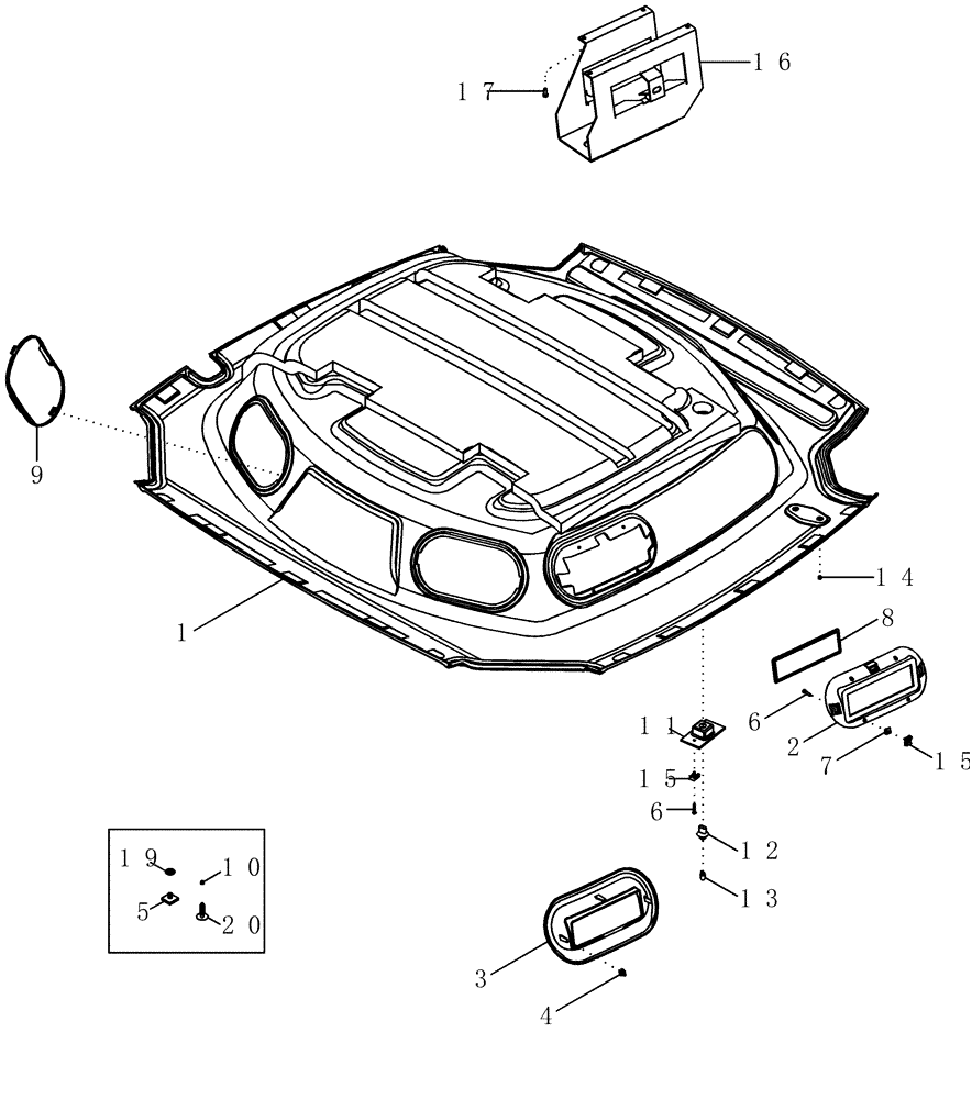 Схема запчастей Case IH MX285 - (09-23) - CAB - HEADLINER, STANDARD TRIM (09) - CHASSIS/ATTACHMENTS