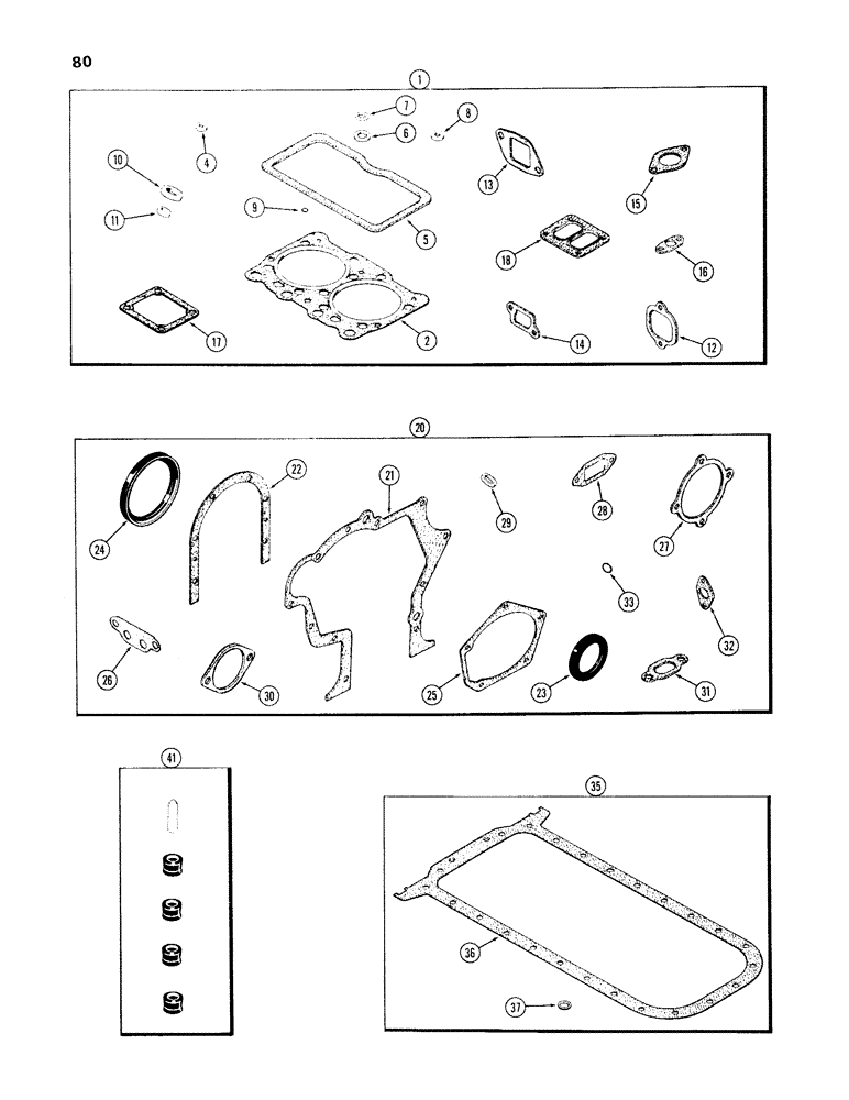 Схема запчастей Case IH 336BD - (080) - ENGINE GASKET KITS, ENGINE LESS FUEL DEVICE, 336BD NATURALLY ASPIRATED ENGINES 