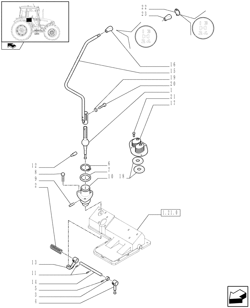 Схема запчастей Case IH FARMALL 90 - (1.29.1) - TRANSMISSION EXTERNAL SHIFTING CONTROLS (03) - TRANSMISSION