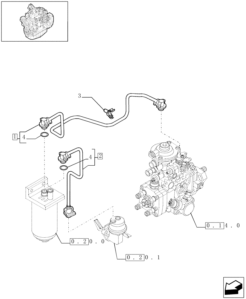 Схема запчастей Case IH F4GE9484A J602 - (0.20.3[01]) - PIPING - FUEL  (504074184) 