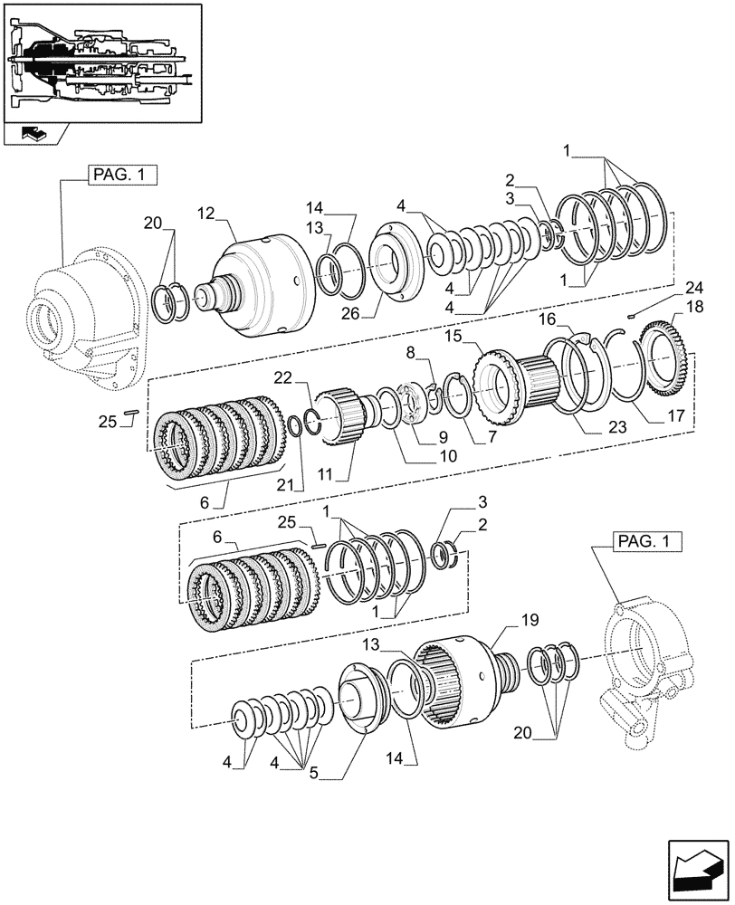 Схема запчастей Case IH FARMALL 85U - (1.27.0[02]) - POWER SHUTTLE TRANSMISSION - POWER SHUTTLE CLUTCH (VAR.330114-332114-330279-332279-330299-331299-332299-333299) (03) - TRANSMISSION