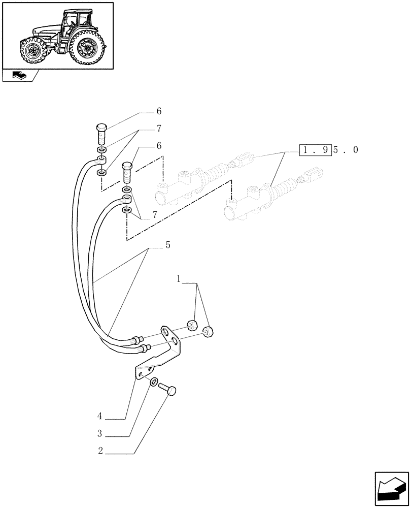 Схема запчастей Case IH FARMALL 85U - (1.68.5/04) - 2WD FRONT AXLE - BRAKE PIPING (VAR.330403) (05) - REAR AXLE